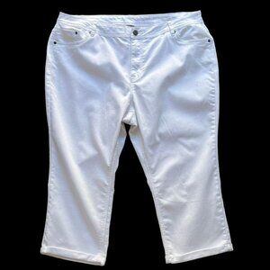 Avenue Denim Capri Pants Stretch White Folded Cuff Womens Size 22